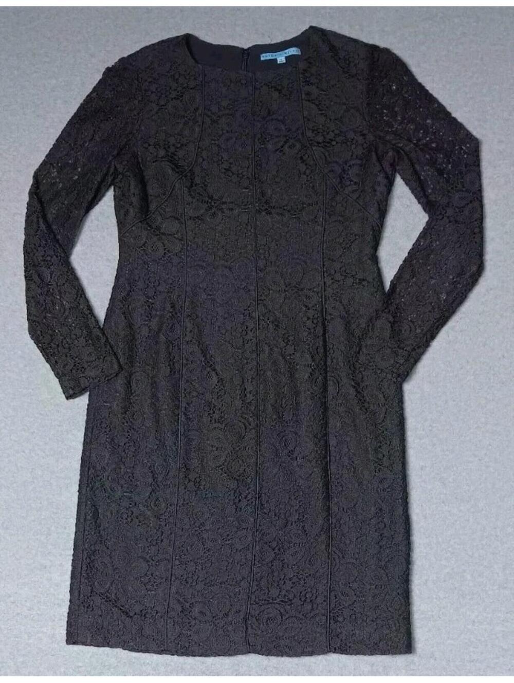 Antonio Melani Lace Overlay Body Con Dress Womens Size 6 Dark Gray Long...